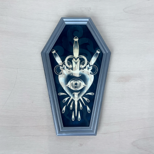 Dagger & Heart with Eye Silver Coffin Frame 