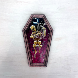 Skeleton with Harp Coffin Frame 