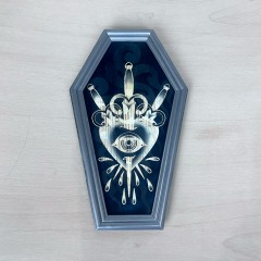 Dagger & Heart with Eye Silver Coffin Frame 