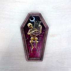 Skeleton with Harp Coffin Frame 